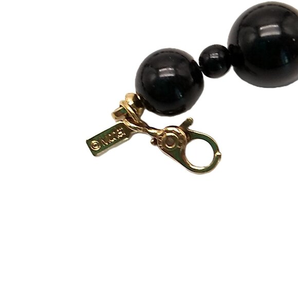 Monet Black Lucite Beaded Gold-tone Accent Necklace Sister Clasp Lightweight NWO - Picture 4 of 9